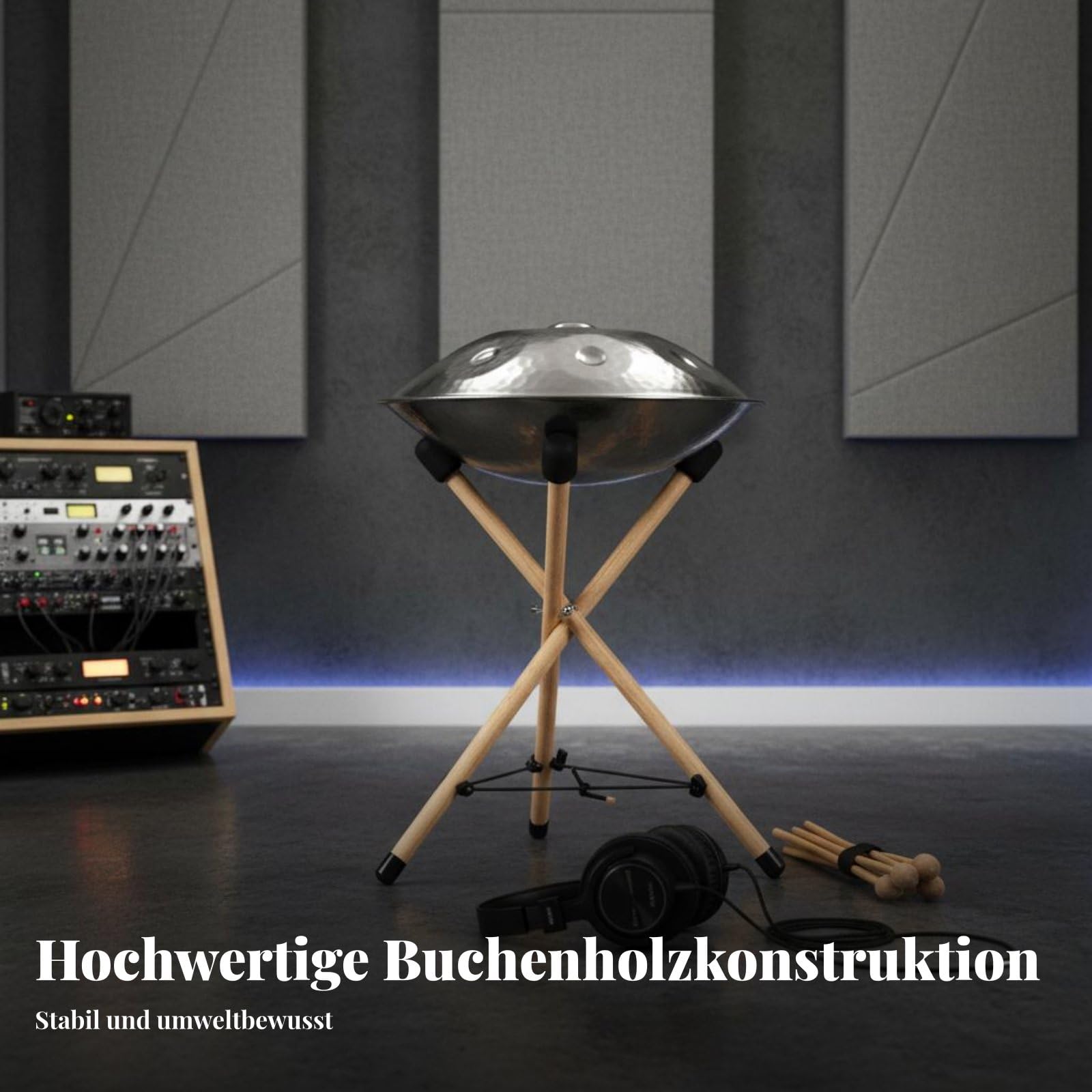 Robustes Holzstativ für Und Drum mit Verstellbarem Seilsystem Und Schaumstoffpolstern für Studio Auftritte Und Live Musik , Groß