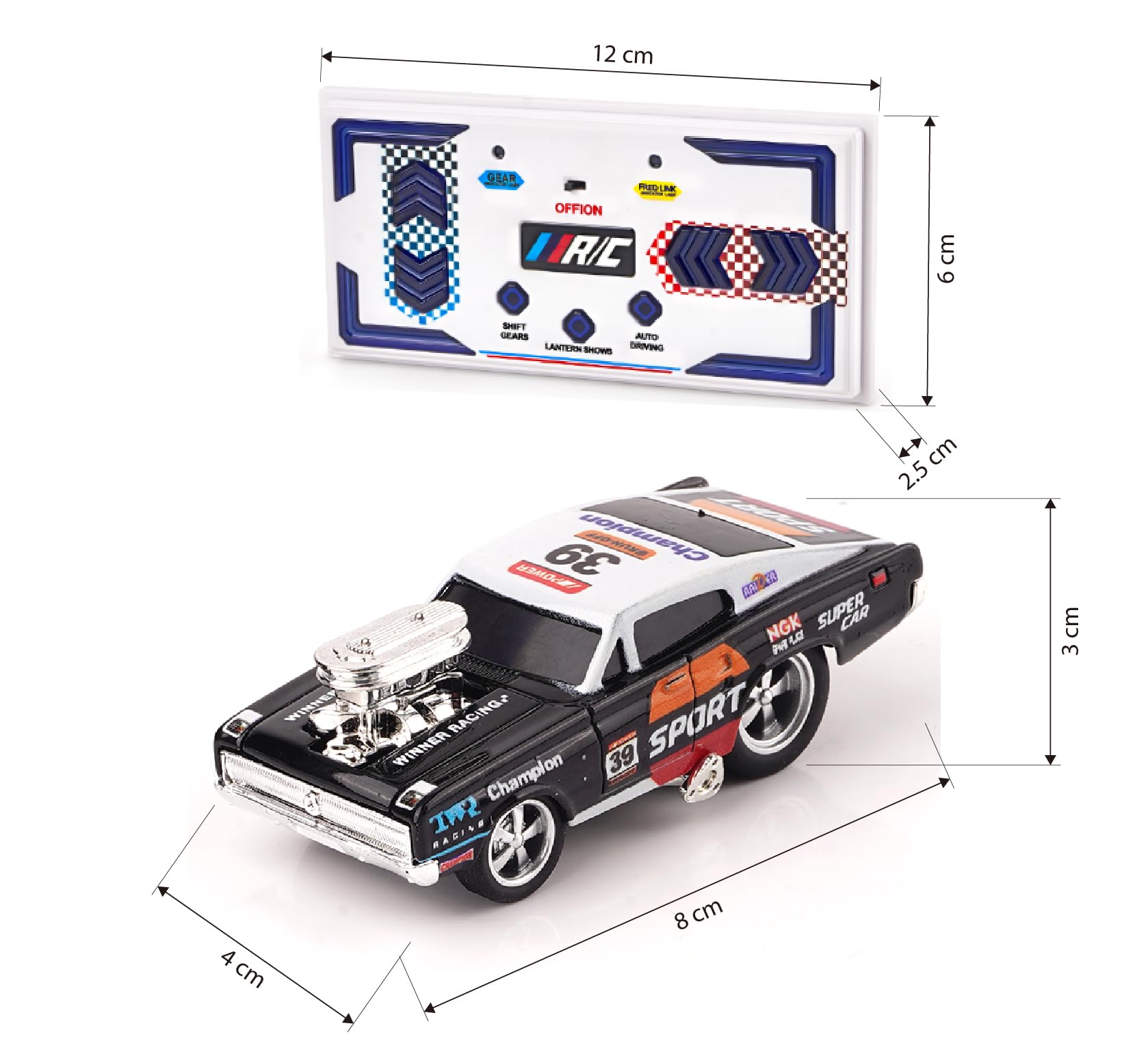 funnykid Mini Auto RC 1:64 – Auto Drift Telecomandata in Lega, 3 Velocità, Portata 30 m, Ricaricabile USB Type-C, Modulo 2.4GHz, Giochi con Coni – Regalo per Bambini Maschi e Femmine 6+