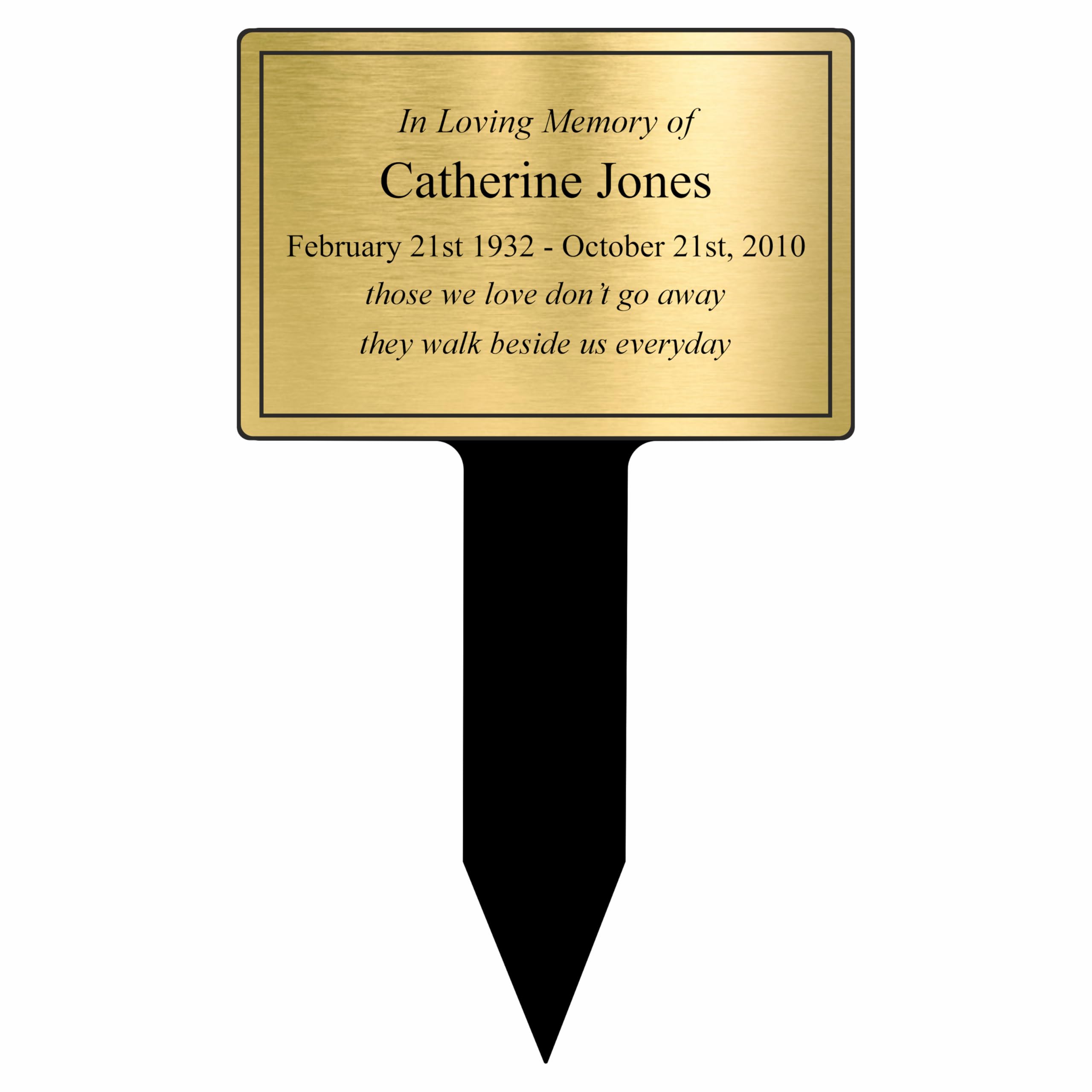 Personalised Memorial Plaque Stake | Engraved Grave Marker | Garden Tribute | Gold-Silver-Copper | Custom Remembrance Sign Border Pattern 01