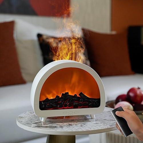 Humidificador difusor de aire de llama para chimenea, difusor de aceite esencial de aromaterapia de 12 colores, humidificador ultrasónico de niebla