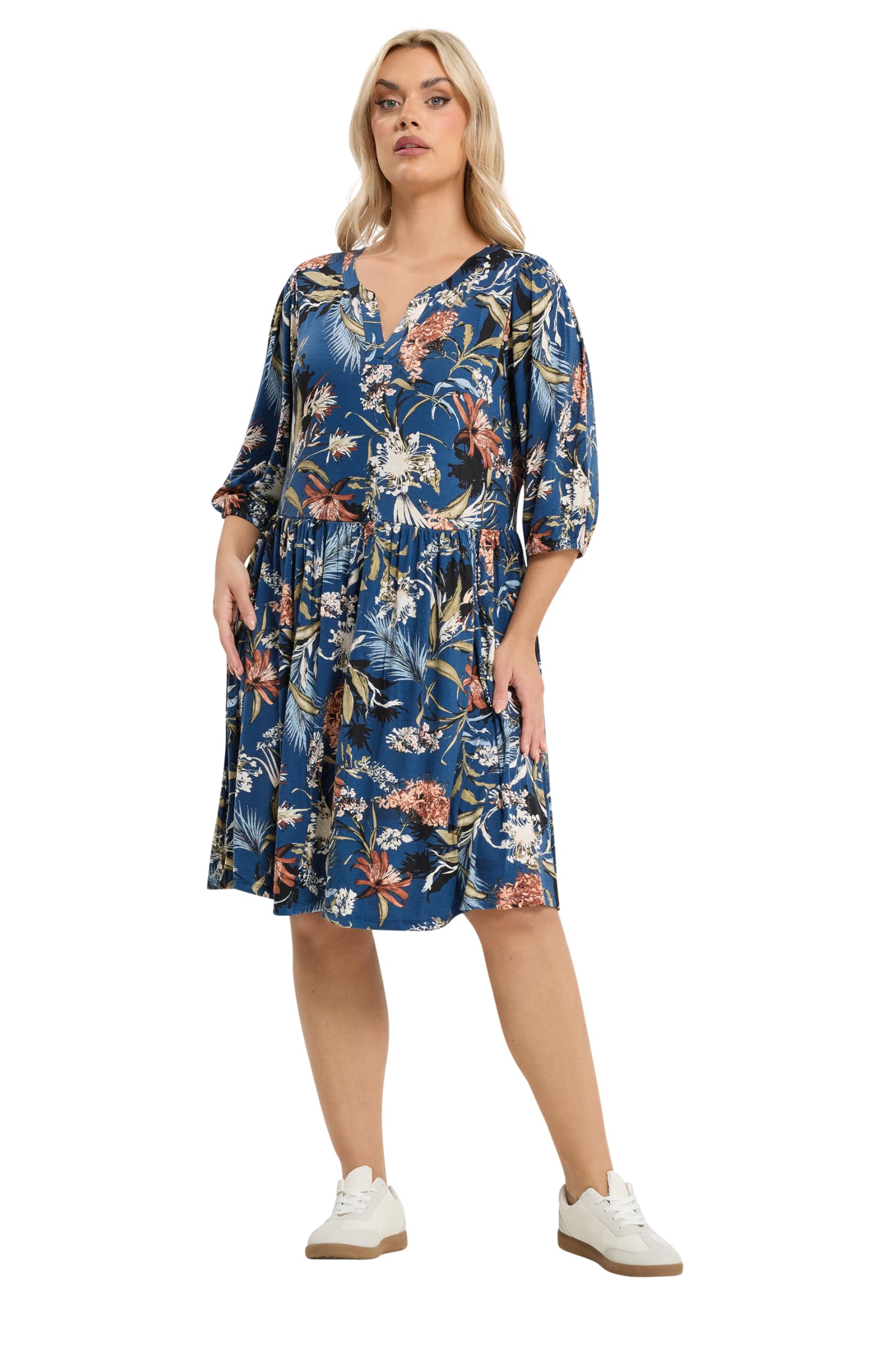 Yours Women's Blue Floral Mini Dress In | : 26/28