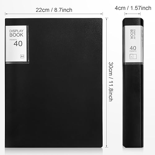 Vista 9 de Marspark 6 carpetas con fundas de plástico grandes de 8.5 x 11 pulgadas, 40 bolsillos, 80 páginas, portafolio de arte, protector de hojas Negro