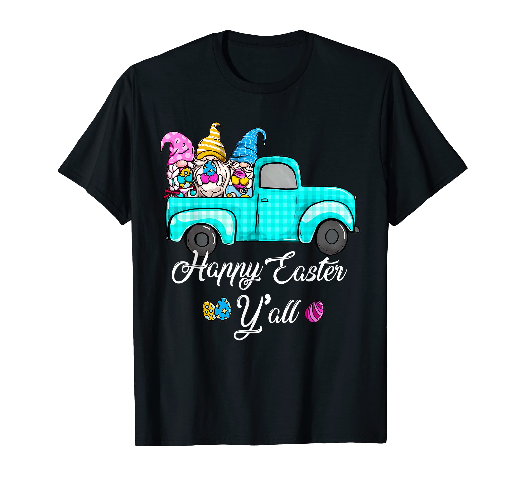 Cute gnomes with Bunny ears Egg Hunting truck Easter Gnome T-Shirt
