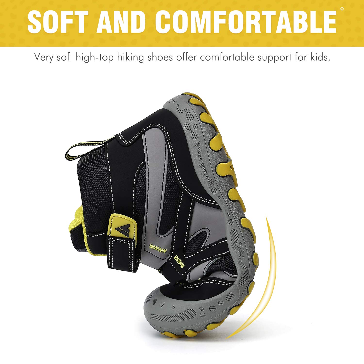Mishansha Botas de senderismo para niños, con cierre de velcro, tallas 24-38, color Negro, talla 24 EU