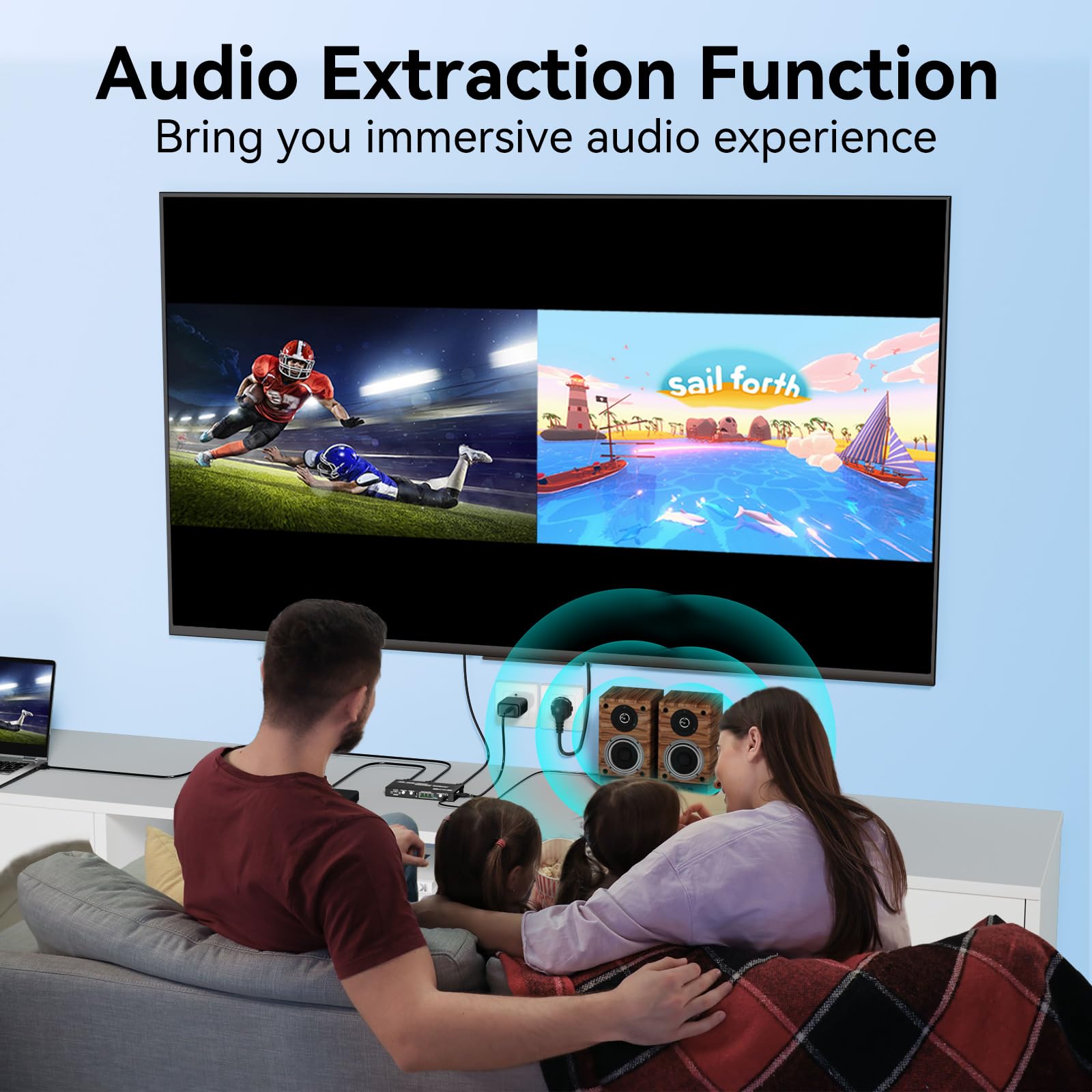 Interruptor multivisor HDMI 4x1, conmutador sin costuras, 4 en 1, interruptor de salida con control remoto IR, salida de audio de 3.5 mm, compatible con 1080p 60Hz, actualización de 10 modos de