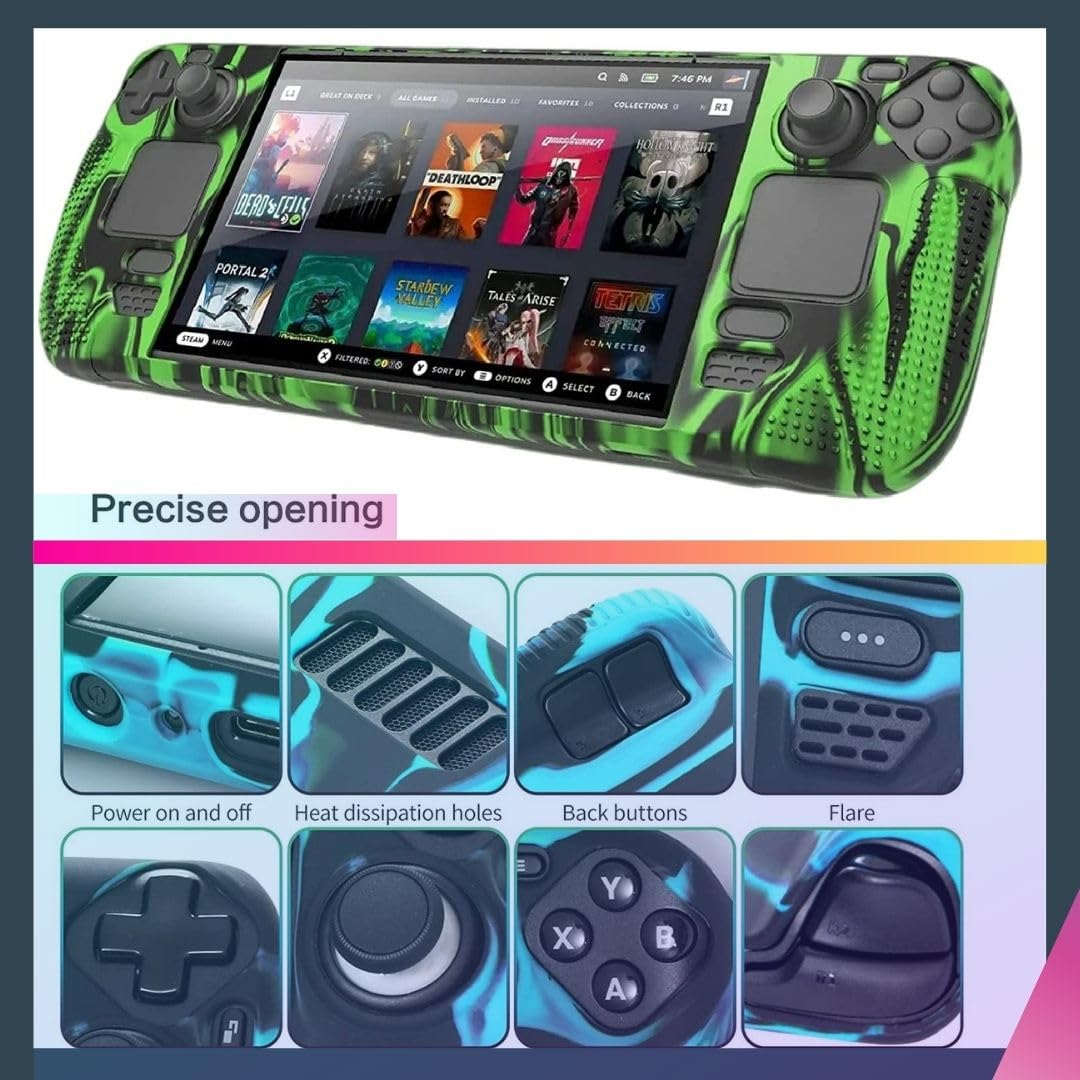 TMG Protective Case for Steam Deck, Full Protection Steam Deck Cover, Non Slip Steam Deck Cover Protector, Shock-Absorption and Anti-Scratch Design - Camouflage Green 3