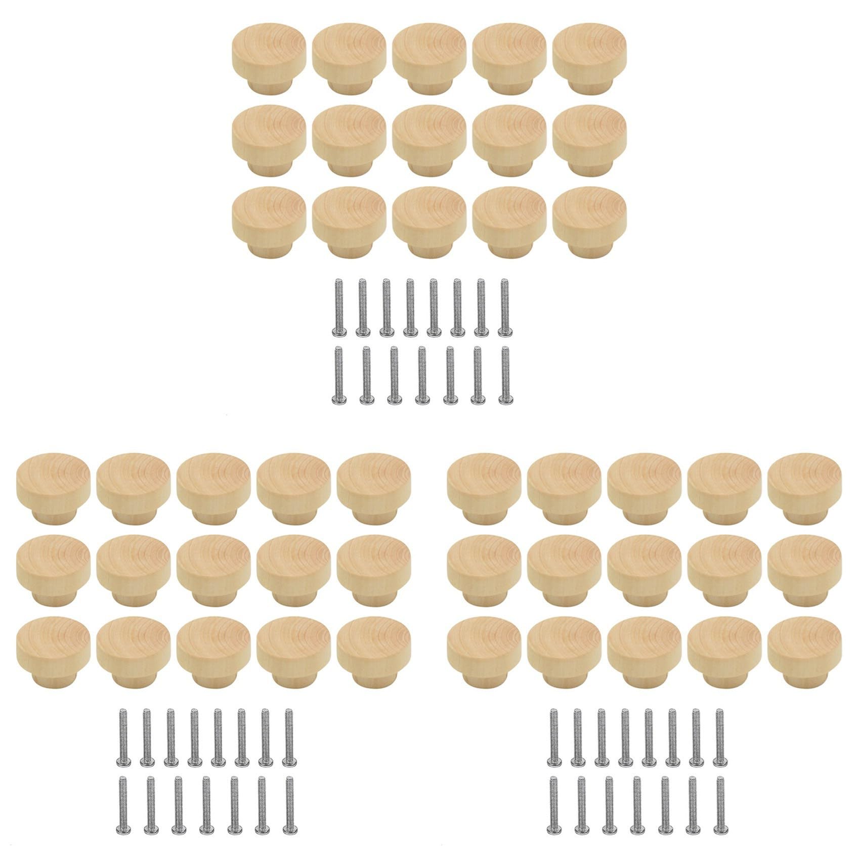 Jnchdghwa 45Pcs Wooden Drawer Knobs, Furniture Knobs, Wooden Cupboard Knobs for Cabinets and Drawers, Round Wooden Knobs