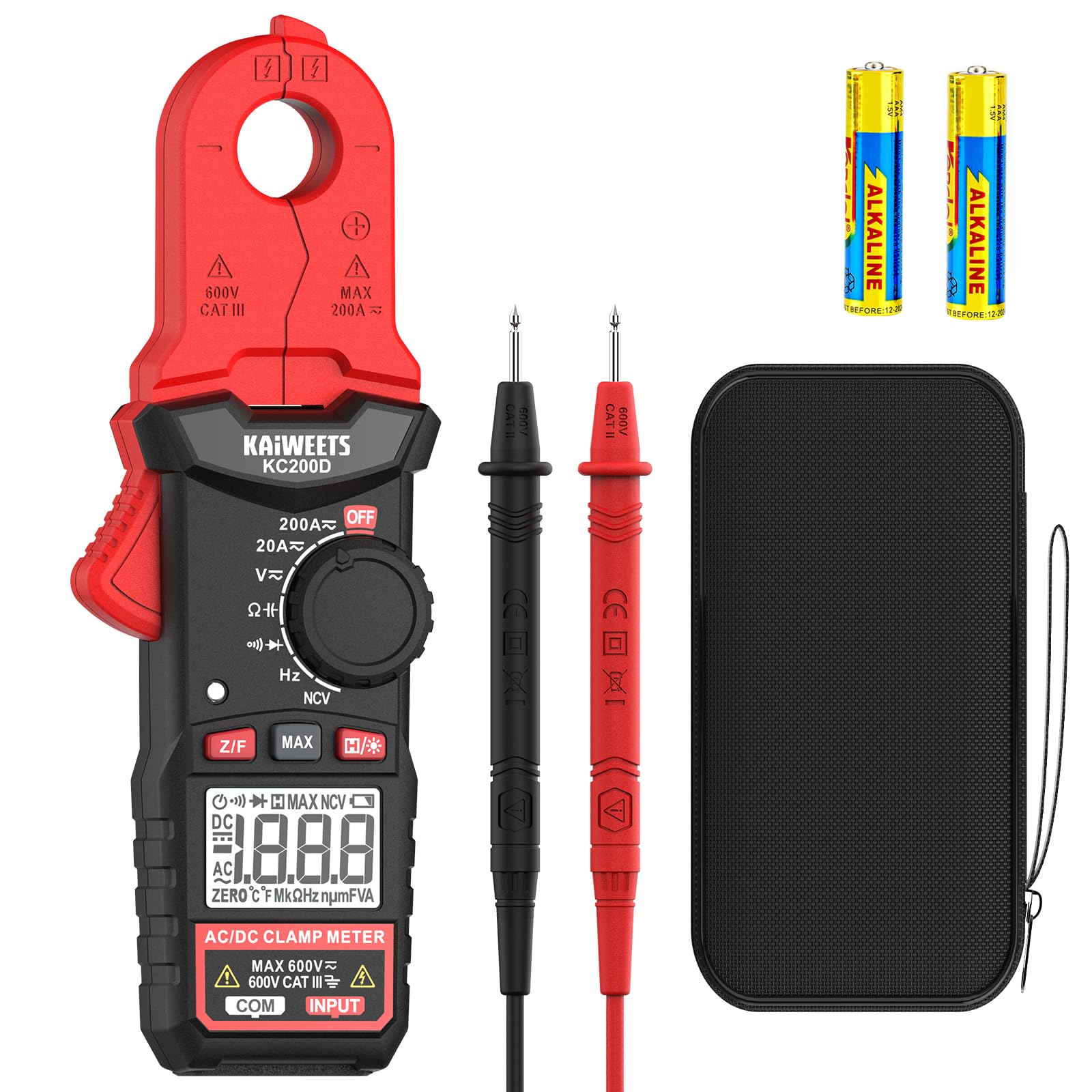 KAIWEETS Digital Clamp Meter, Portable Size, 2000 Counts, Measures High AC Current 400A, 600V AC/DC Voltage, Resistance, Continuity, Diode, Auto Ranging Multimter, Voltage Tester, KC400 — Amazon image 10