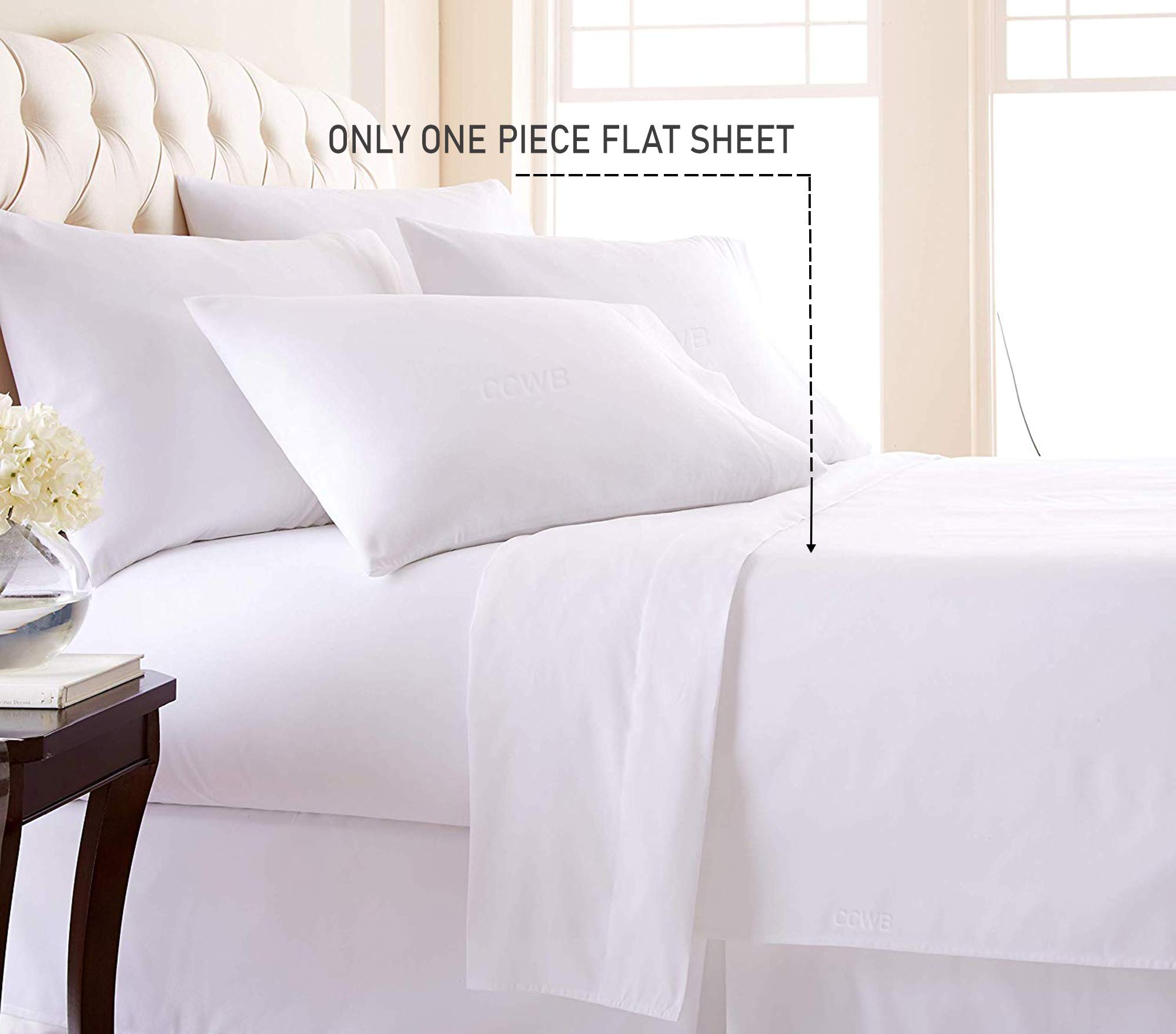 TBM 1PC Solid Flat Sheet Smooth Touch Hotel Quality 100% Egyptian Cotton Perfectly Fit for Oversize and Extra Height SplitKing Bed 110 Inch x 116 Inch White Solid 600 Thread Count
