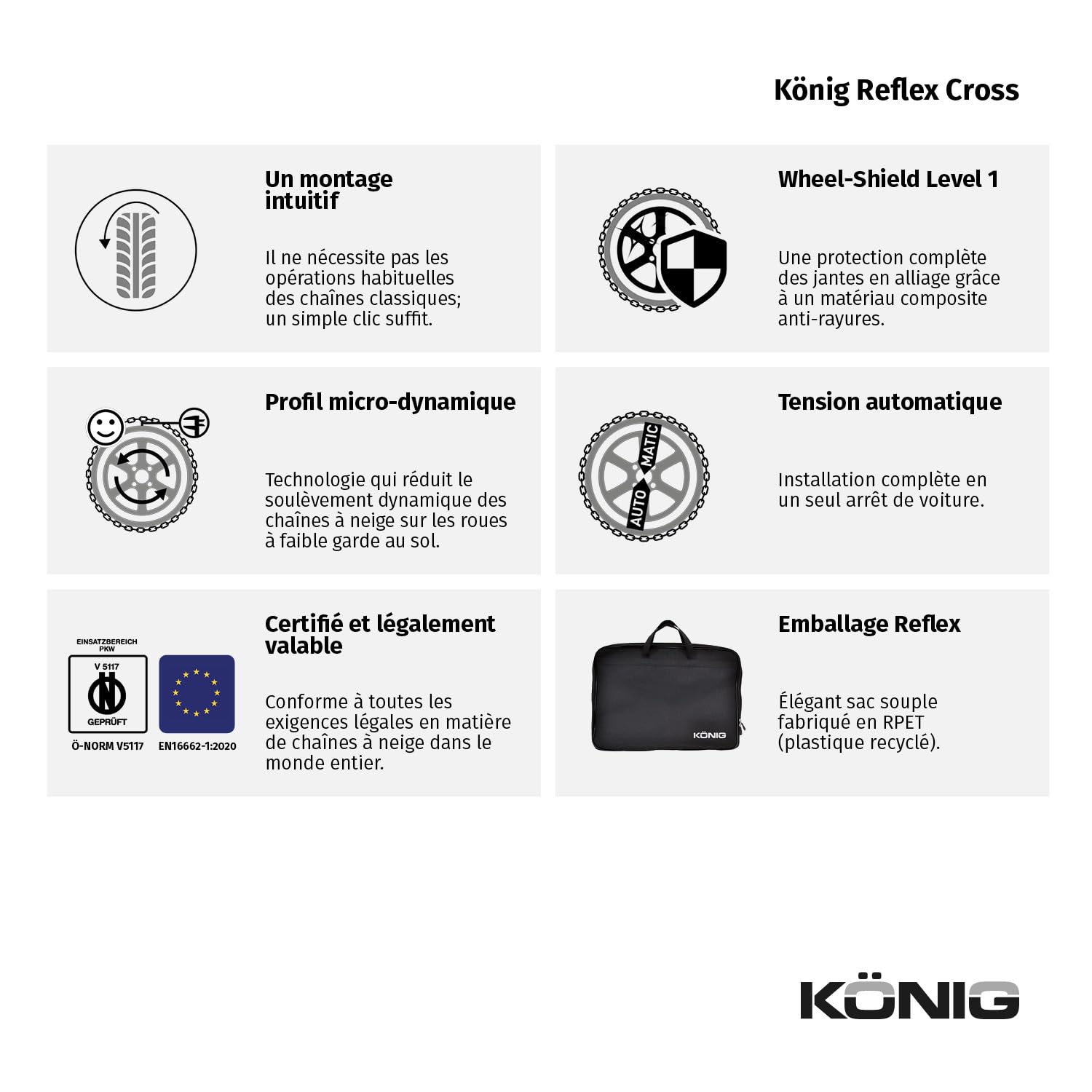KÖNIG Reflex Cross 249 Chaînes à neige