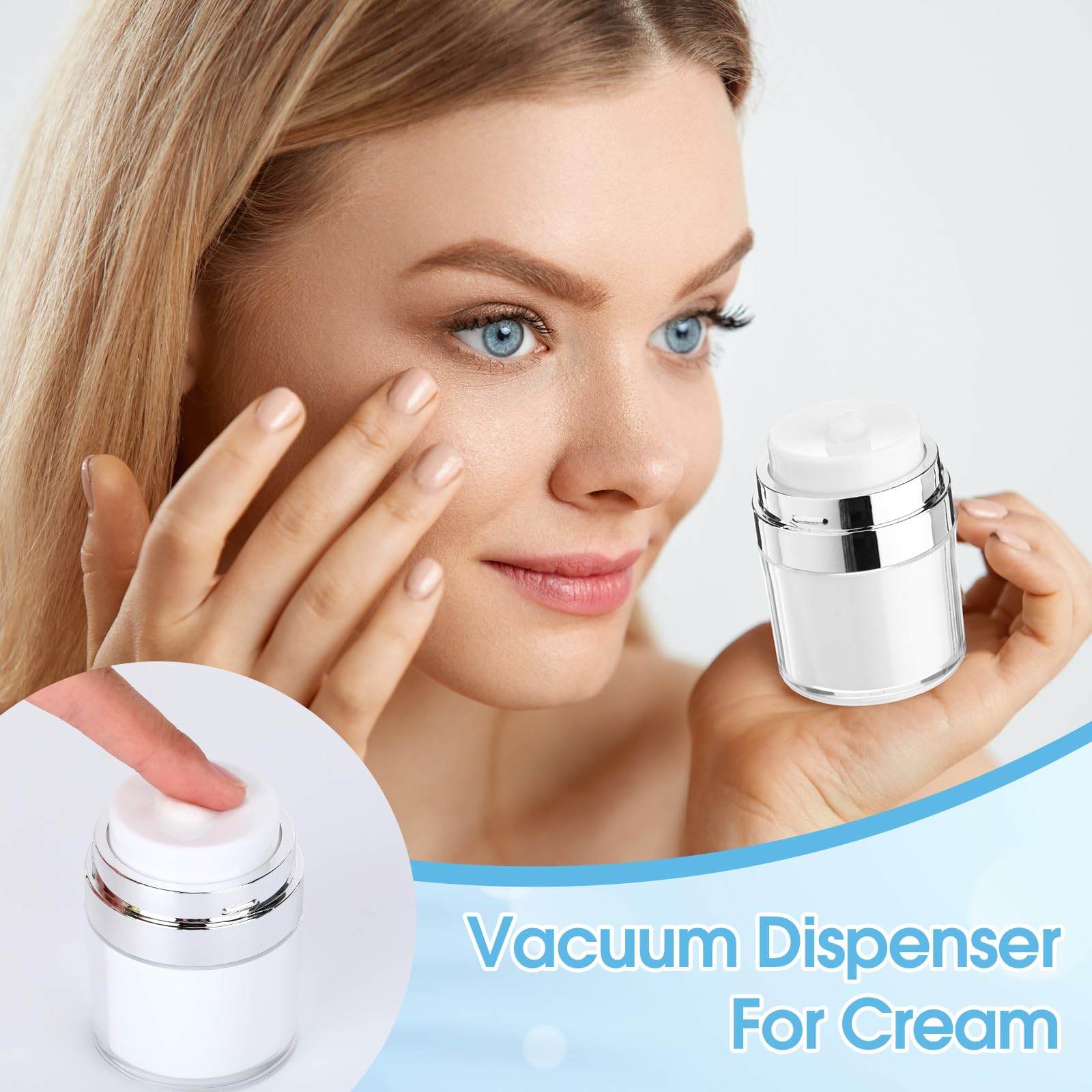 Meanplan Airless-Pumpdosen-Set, 43 Stück, 48,2/28,3/19,8/14,2/9,64/4,82 g, transparente Hautpflegebehälter mit Etikettenbeutel, nachfüllbar, Make-up, Hautpflege, Reisegröße, leere Flaschen für