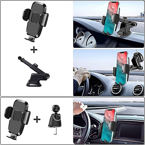 Miniatura 2 de Soporte de teléfono con ventosa 3 en 1 para parabrisassalpicaderoventilación de aire, soporte de teléfono para automóvil con almohadilla de gel