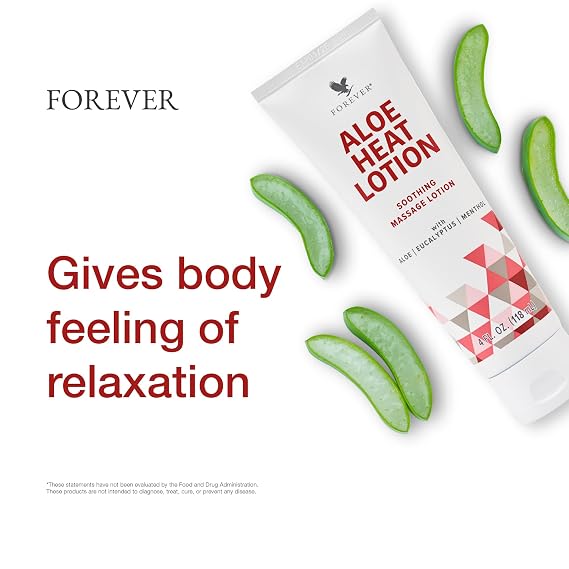 Aloe Heat Lotion Soothing Massage Lotion 4 fl. oz. (118 ml) By Forever (1 X Lotion)