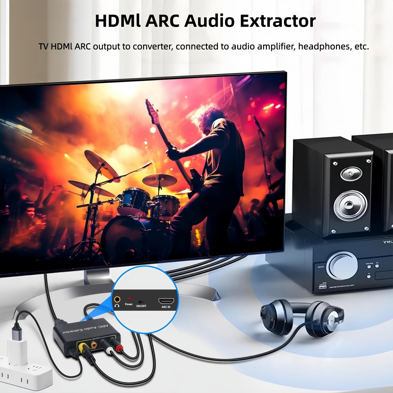 Estrattore audio HDMI ARC, 192 KHz, adattatore audio HDMI ARC, convertitore splitter a ottico TOSLINK SPDIF + RCA L/R+ coassiale e analogico stereo da 3,5 mm per Soundbar HDTV altoparlante cuffie