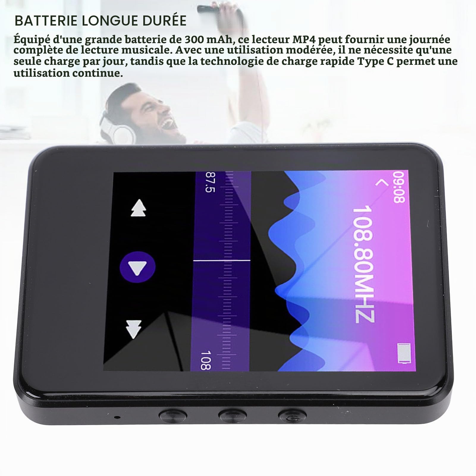 Garsent Lecteur MP4, Lecteur de Musique Bluetooth HD Touch Screen avec Appareil Photo Picture Radio Electronic Livre Conférencier Calculatrice de Haut-parleurs, Portable Sound Quality