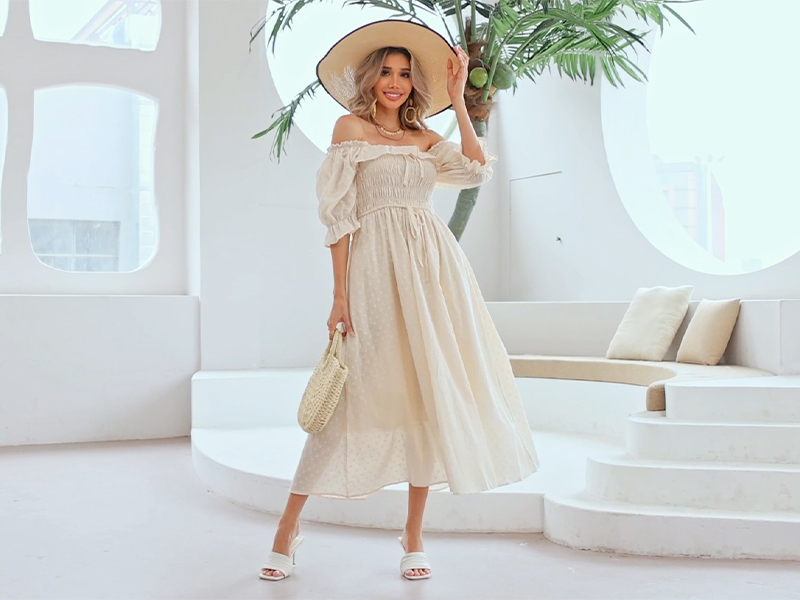 R.Vivimos Women Summer Half Sleeve Cotton Ruffled Vintage Elegant