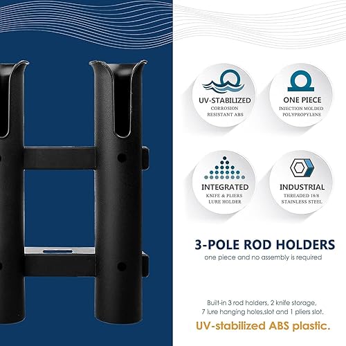 Miniatura 5 de YETI & RTIC - Soporte para caña de pescar con 3 eslabones para barco, accesorios de pesca de kayak con ranura de amarre