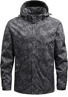 Blandoom Winter Jackets for Men UK Windproof Warm Jackets Breathable Winter Mens Coat Hooded Windbreaker Jackets Packable Rain Jacket Men with Zipper Pockets Windbreaker