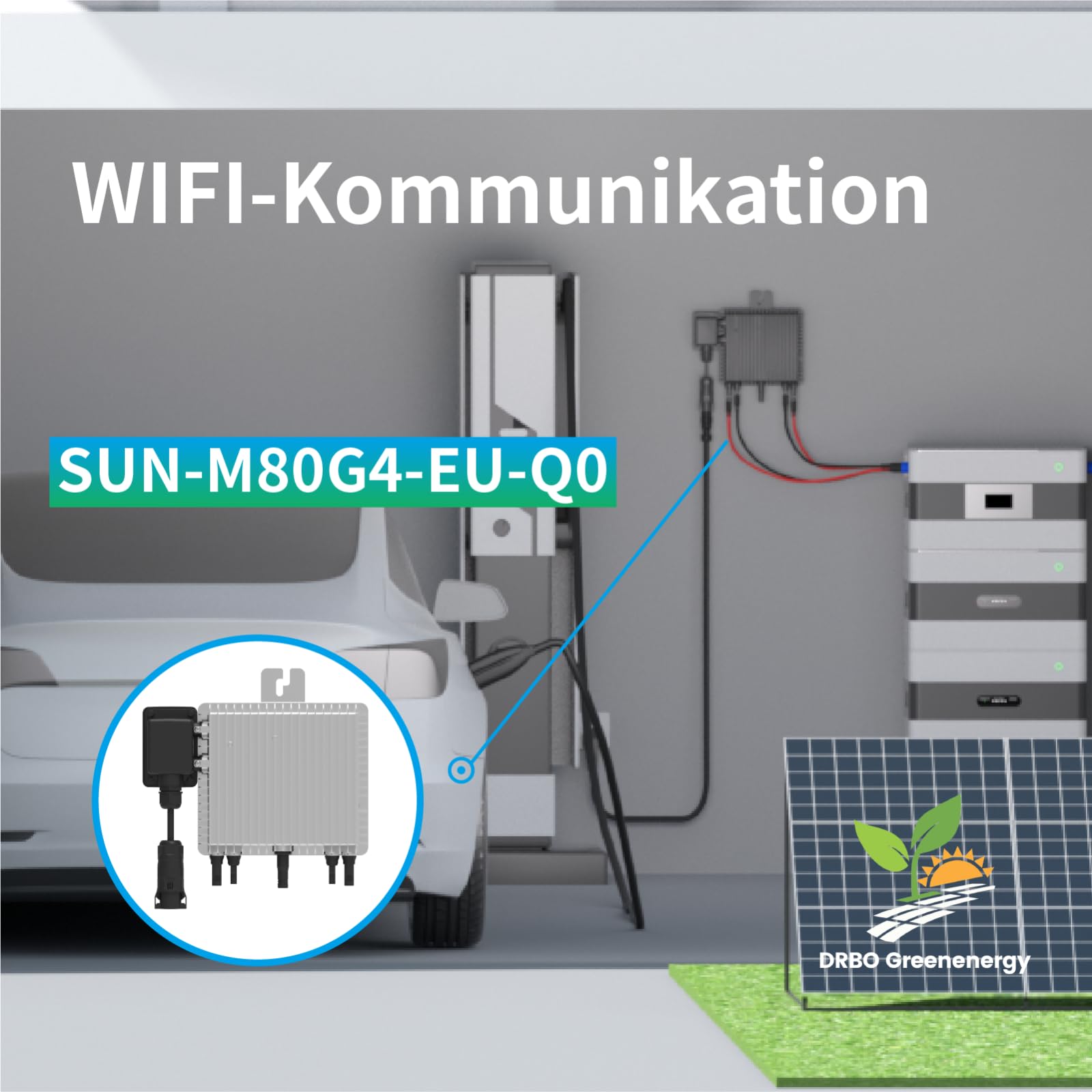 SunLit Deye SUN-M80G4-EU-Q0 800 Watt mit 5m AC-Kabel mit Schukostecker