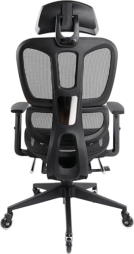 Miniatura 9 de Silla de oficina ergonómica reclinable con reposapiés, silla de malla de respaldo alto ajustable en altura con soporte lumbar, reposacabezas