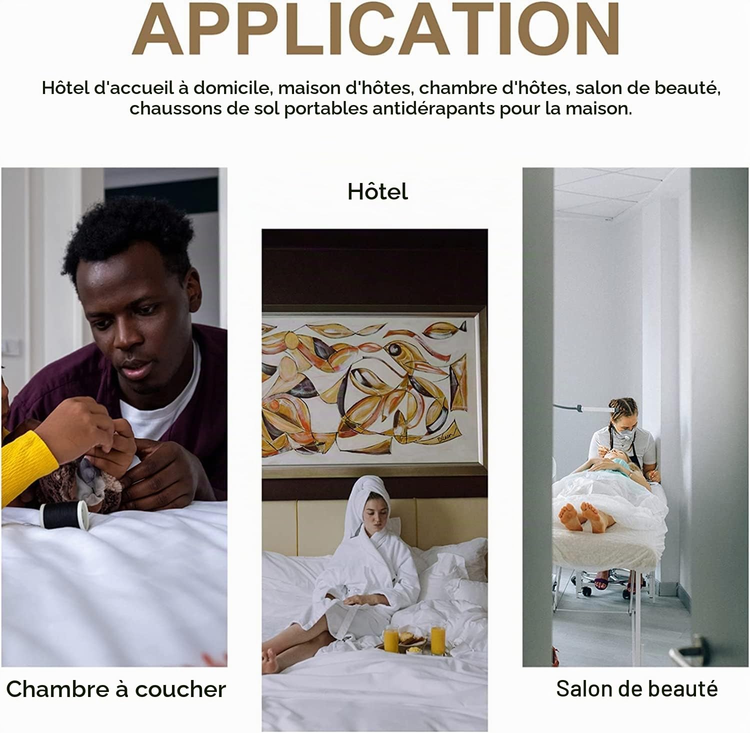 50 Paires de Pantoufles jetables, Pantoufles d'invités, Chausson Jetables antidérapantes Unisexes Portables Douces, pour la Maison, Le Spa, l'hôtel, Les invités - Blanc(Non tissé)