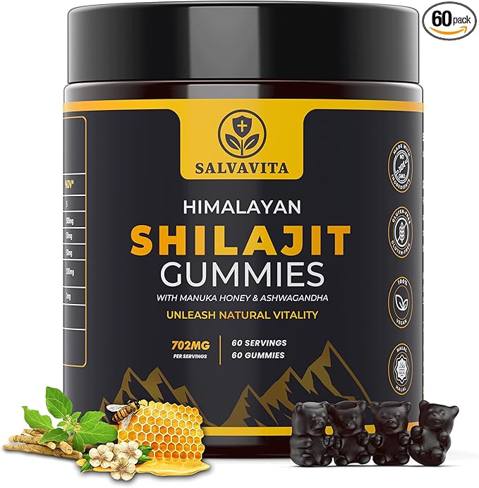 Shilajit Gummies | Organic Himalayan Shilajit with Ashwagandha, Pomegranate & Manuka Honey | Delicious Chewables Gummies for Men & Women