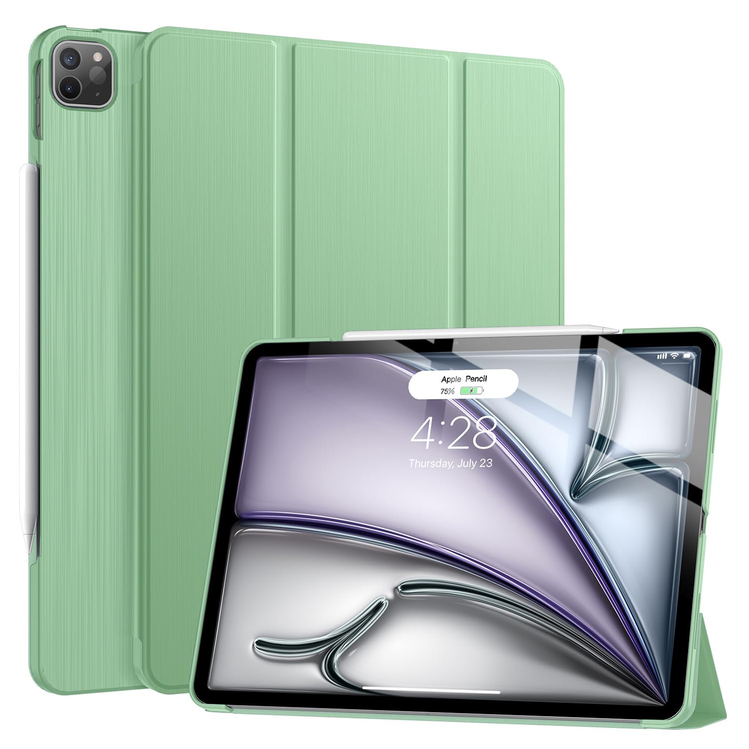 Soke Case for iPad Air 13 Inch (M3/M2) 2025/2024,iPad Pro 12.9 2022 2021(6th 5th Generation) - [Slim Trifold Stand + Auto Wake/Sleep],Protective Hard