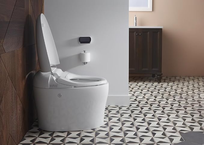 Inodoro inteligente Kohler K-77780-0 con bidé integrado, apertura y cierre automáticos, inodoro inteligente monoblock alargado con asiento calefactable, 1,08 galones por descarga, blanco miniatura 3
