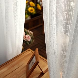 Thin Curtains for Living Room, Curtains 2 Panels for Bedroom Rustic Style Branches Embroidered Windows Curtains Living Room 52 inch Width White Bedroom Curtains 96 inch Length