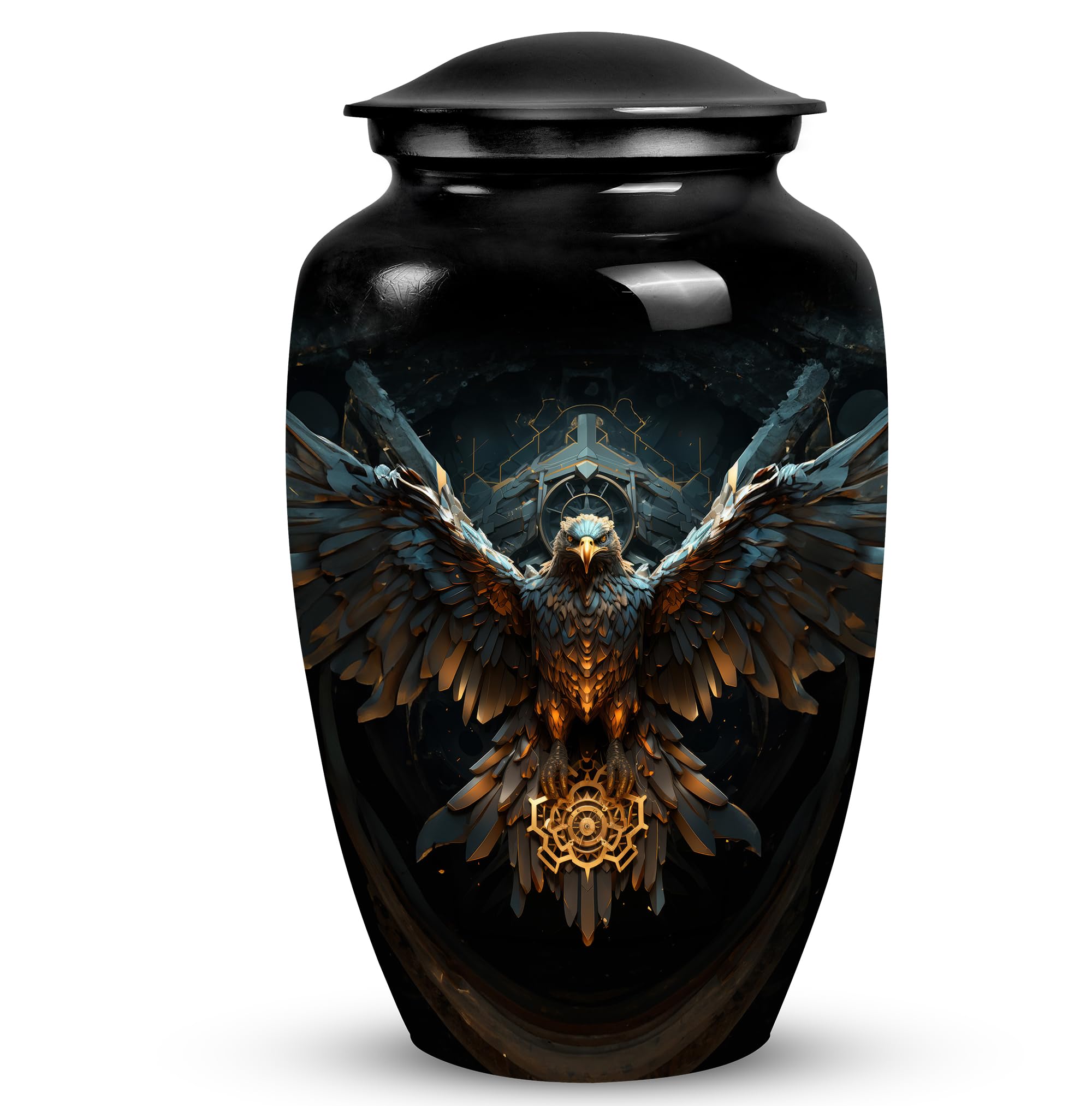 PARUHAS Eagle Guarding The Soul Gate Urn for Adult Ashes - Funeral Cremation Urns for Male & Female Remains - Decorative Urn for Human Ashes -Large Ashes Urns for Women & Men - Cremation Urn, Black