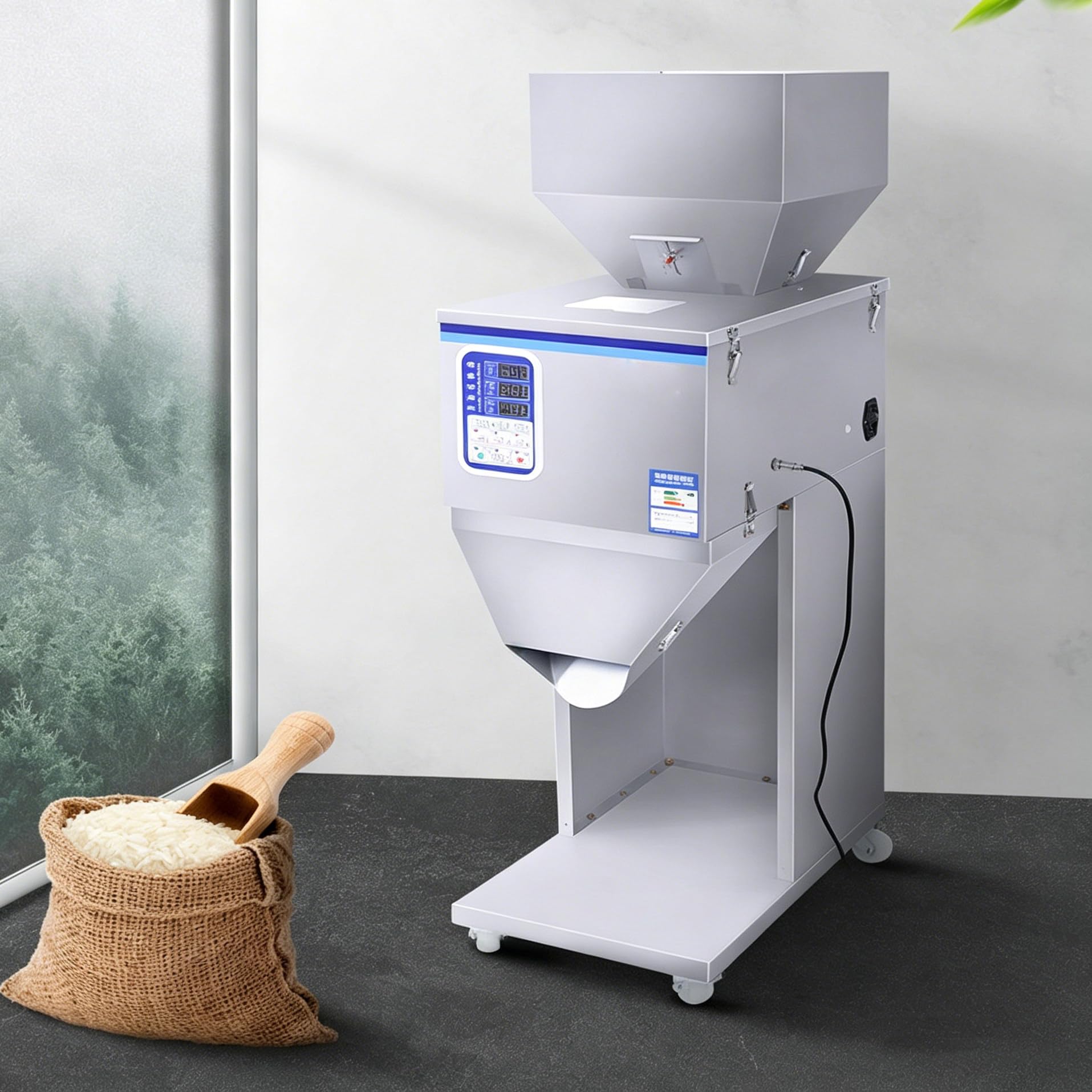 YEHOZZ Automatic Powder Granule Filling Machine, 300W Subpackage Machine with Four Abs Universal Wheels Automatic Powder Particle Dispenser for Home Kitchen Farms Store Etc 10gto1500g