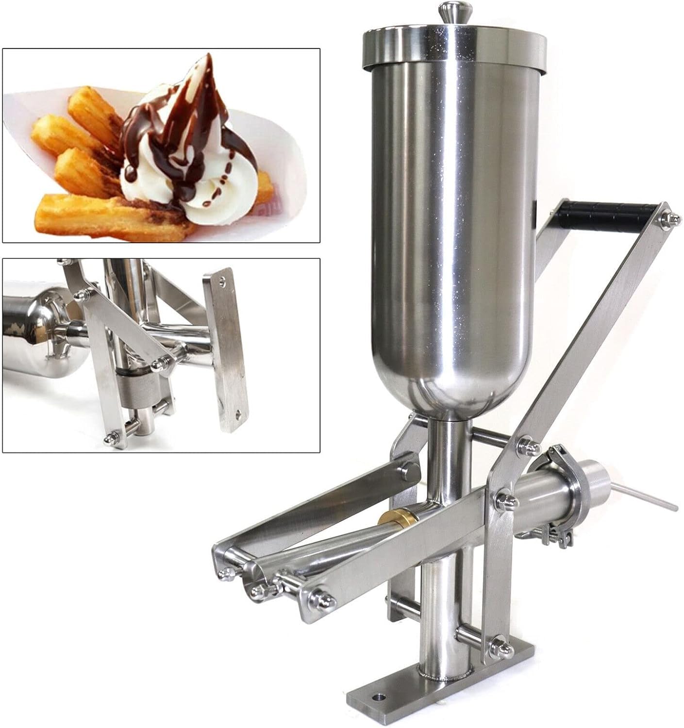 Riempitrice manuale, riempitrice manuale per crema pasticcera, iniettore di gelatina a ciambella in acciaio inossidabile per panetterie e caffè