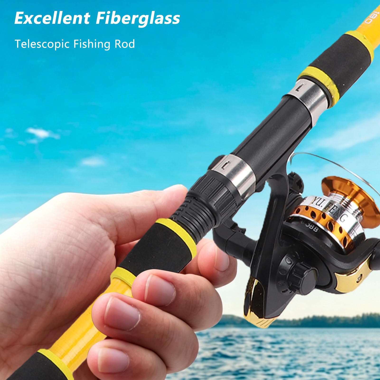 Canna da Pesca Telescopica, Set Combinato di Canne da Pesca, Combinazione Canna e Mulinello, Kit con Mulinelli Spinning, Canne