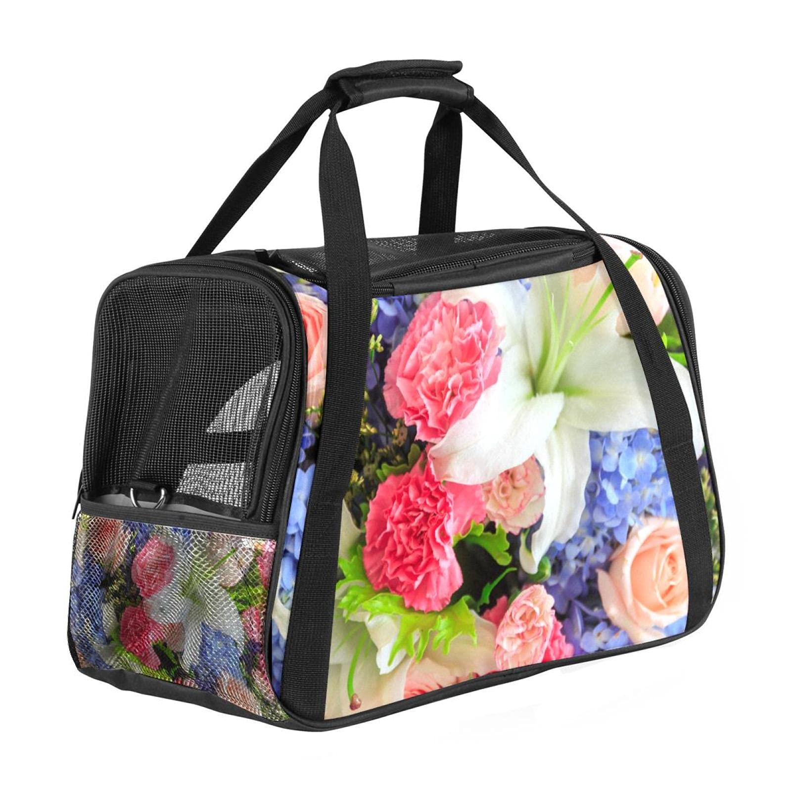 Sac de transport pour chat et chien motif bouquet de mariage homologué avion
