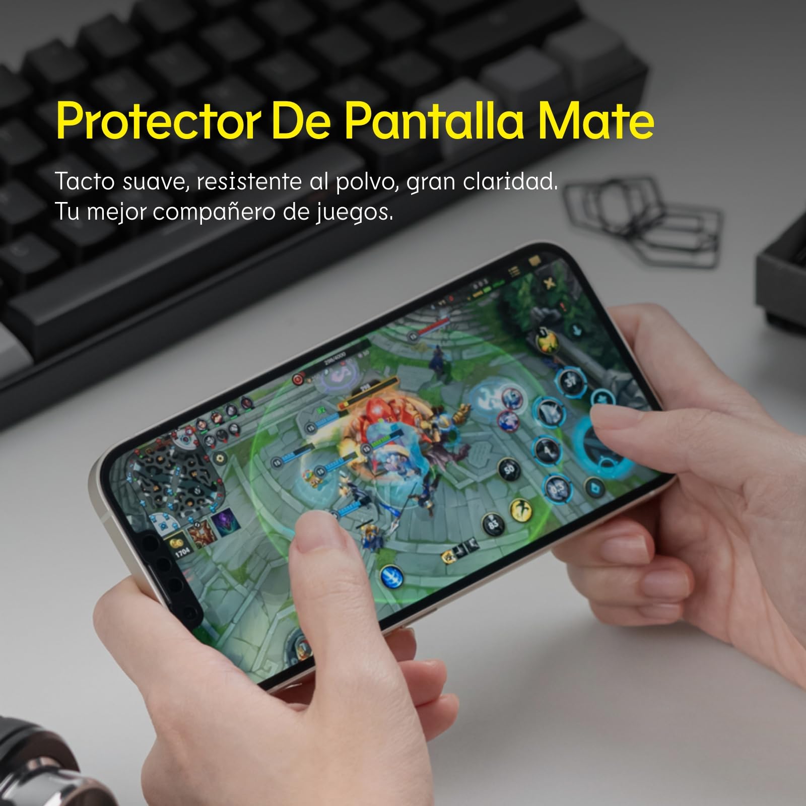 RhinoShield Protector de Pantalla Impact Pro para iPhone 16/15 / 14 Pro | Acabado mate de tacto suave, resistente a impactos y arañazos, luz azul e incluye herramienta de montaje.