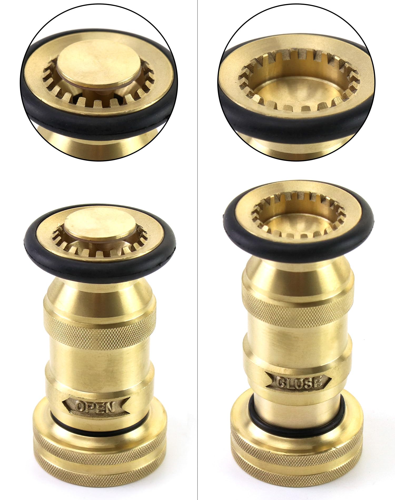 QWORK Buse de pulvérisation en laiton NST/NH de 3,8 cm, lot de 2 équipements d'incendie robustes, buse de brouillard à jet industriel 85 gpm 100 psi
