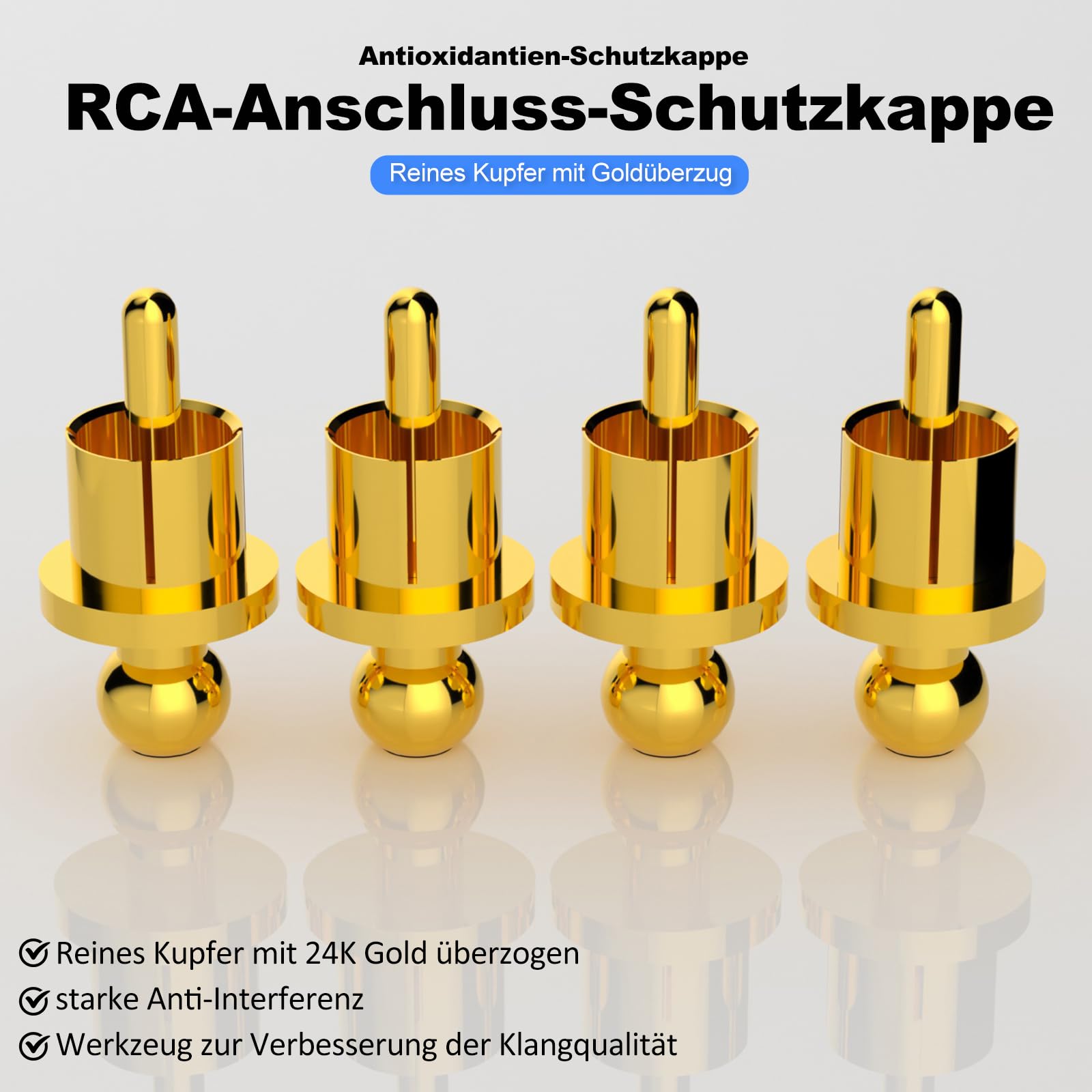 Caps RCA Afsluitdoppen – 12 Stuks, Rhodium, Stof- En Corrosiebescherming Voor HiFi-apparatuur