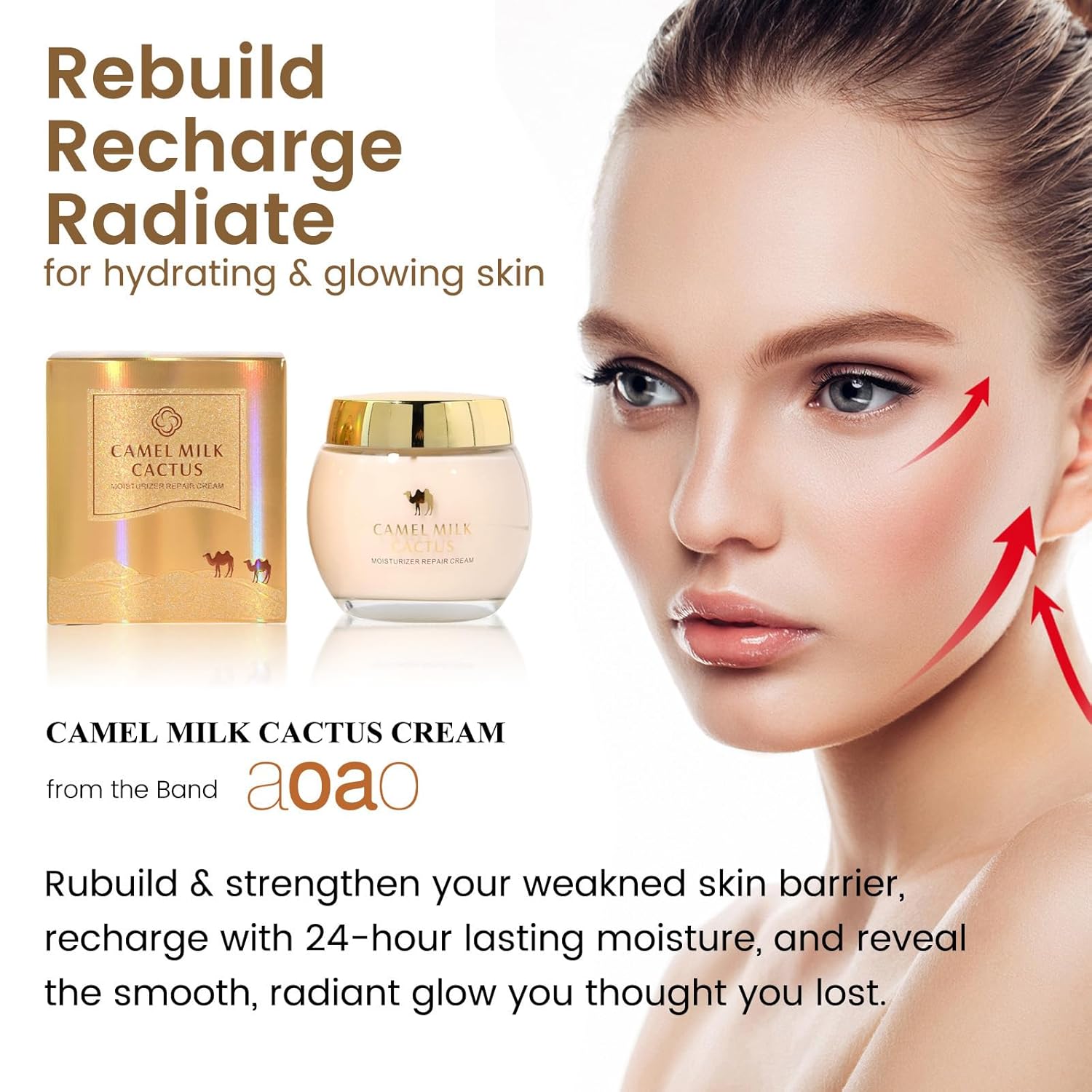 Camel Milk Cactus Moisturizing Repair Cream, Anti Wrinkle Moisturizer Face Cream for Dry & Combination Skin, Anti Aging, Dark Spot Remover for Face, Firms & Nourishes, Fast-absorbing | 130g/4.586oz - Image 5