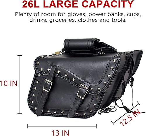 Miniatura 2 de Dream Apparel Bolsas de cuero sintético para silla de montar de motocicleta, con tachuelas, bolsas laterales de PVC para Honda Shadow Sportster