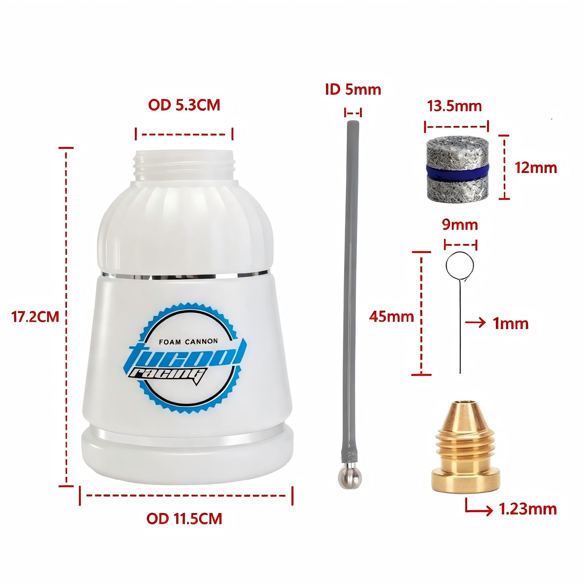 Regulowane działo piankowe – opryskiwacz z pianki śnieżnej 1000 ml z szybkim łączeniem 0,6 cm, kompatybilny z większością myjek ciśnieniowych i Karcher K1700/K1800/K1900 (niebieski)