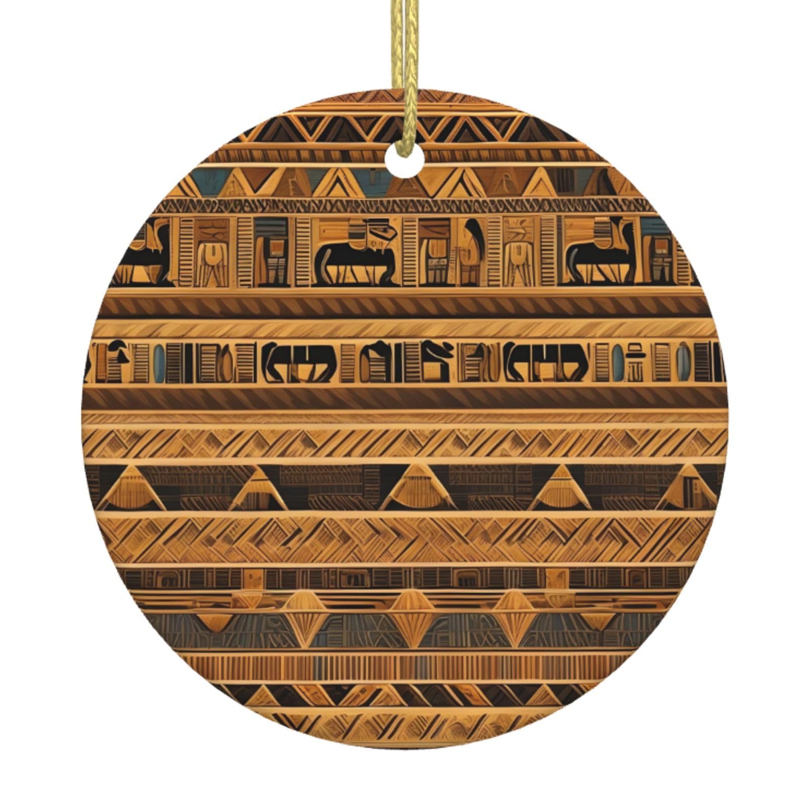 Egyptian Frescoes Printed Christmas Tree Ceramic Ornaments Holiday Decoration Christmas Unique Pendant for Christmas Party
