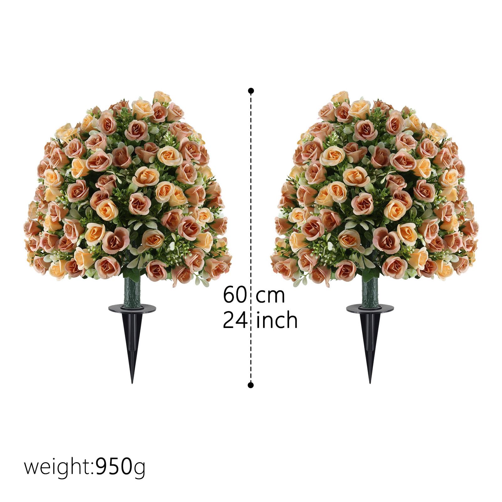Cryfokt Sztuczna Róża Kula Topiary 2 Sztuki, 23,6 Cala, Dekoracja (YELLOW)