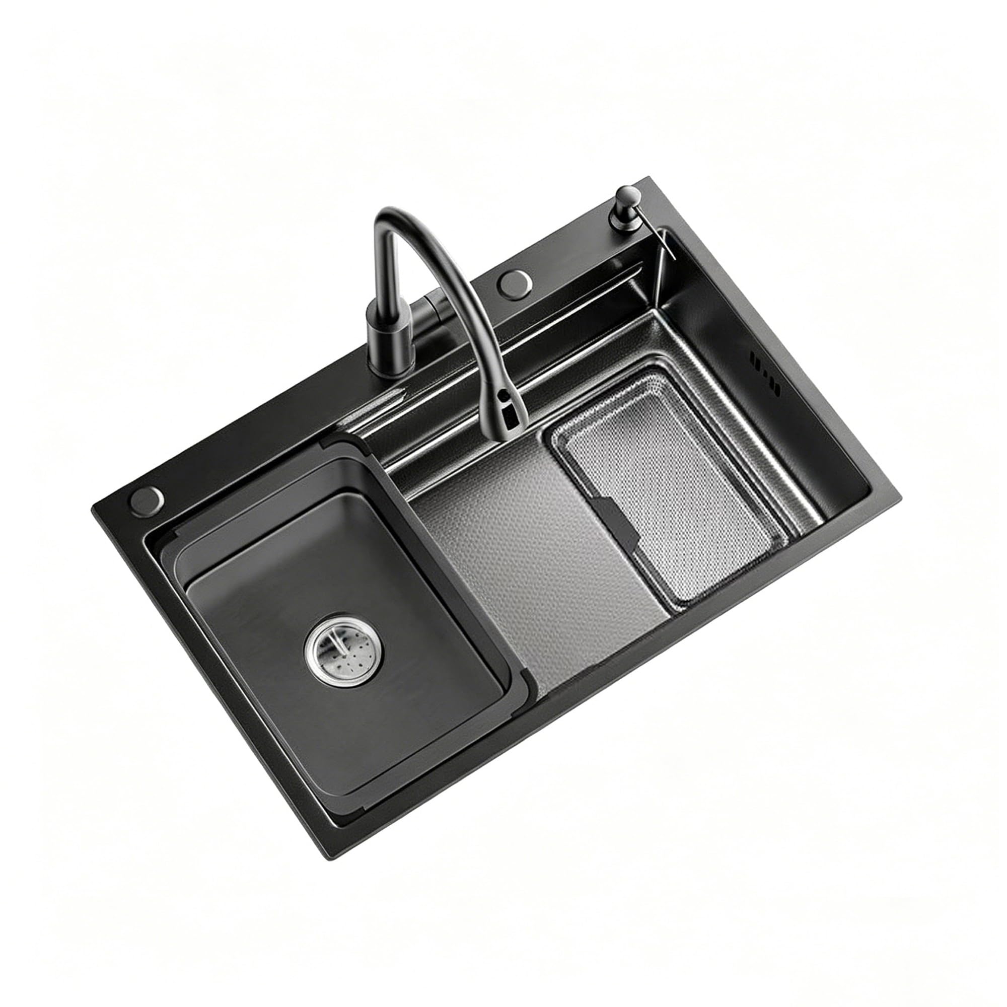 SC Sink,Kitchen Sink Single Bowl Sink Equipped with Three-Position Pull-Out Tap, Suitable for Restaurants and Hotels(65cm)