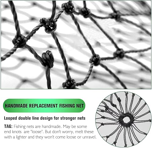 Miniatura 5 de Dovesun Red de pesca Red de aterrizaje de peces, red de repuesto plegable para pesca de agua dulce y salada, red de repuesto verde/negro, 2 colores,