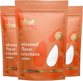 Cheddar Almond Flour Crackers by Real Phat Foods - Low Carb, Gluten-Free...