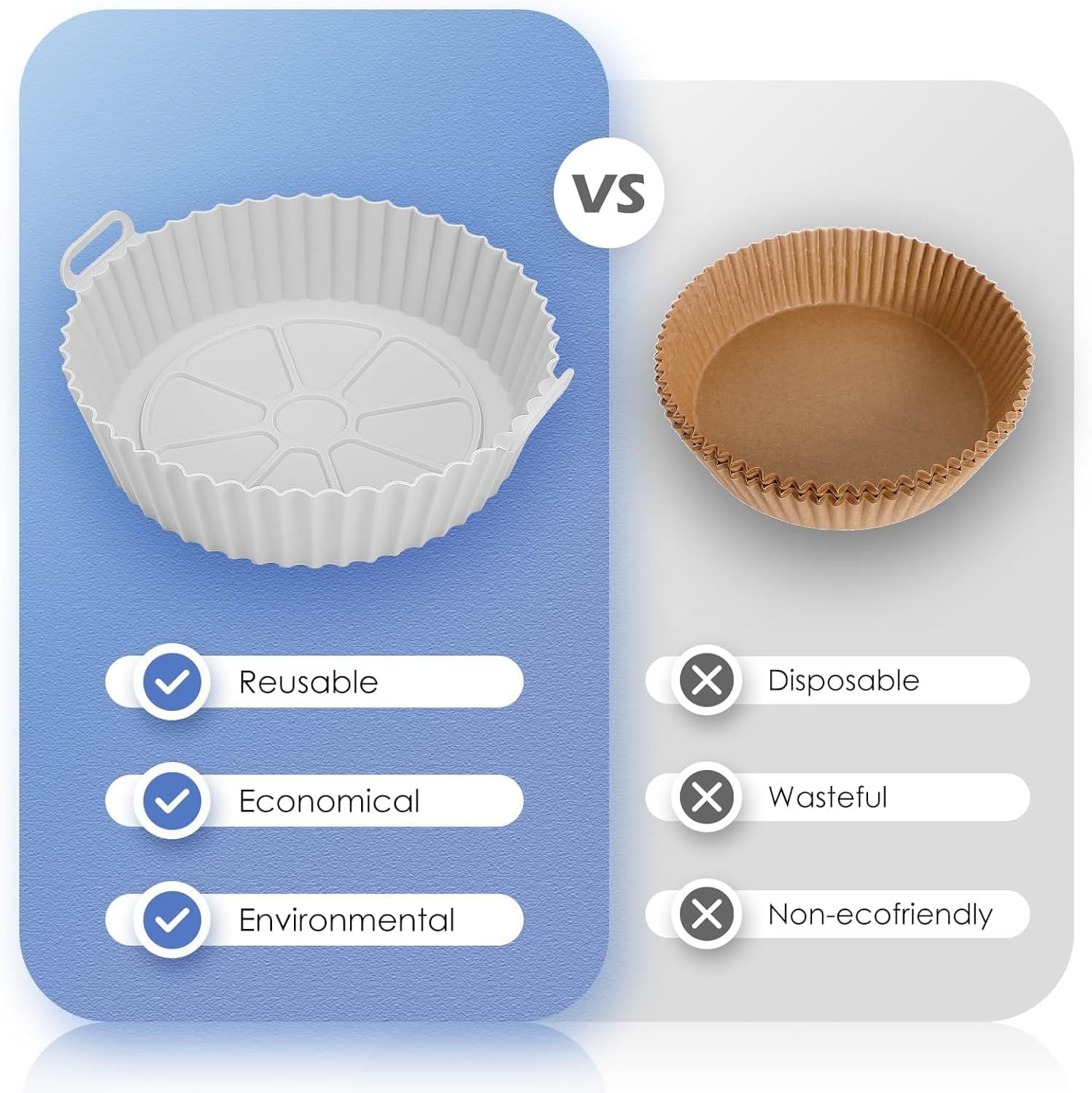 Forros de silicone para fritadeira a ar, forro de panela redondo reutilizável de 20 cm, antiaderente, resistente ao calor, para cesta de fritadeira a ar de 3 litros - 5 QT, acessórios para forno