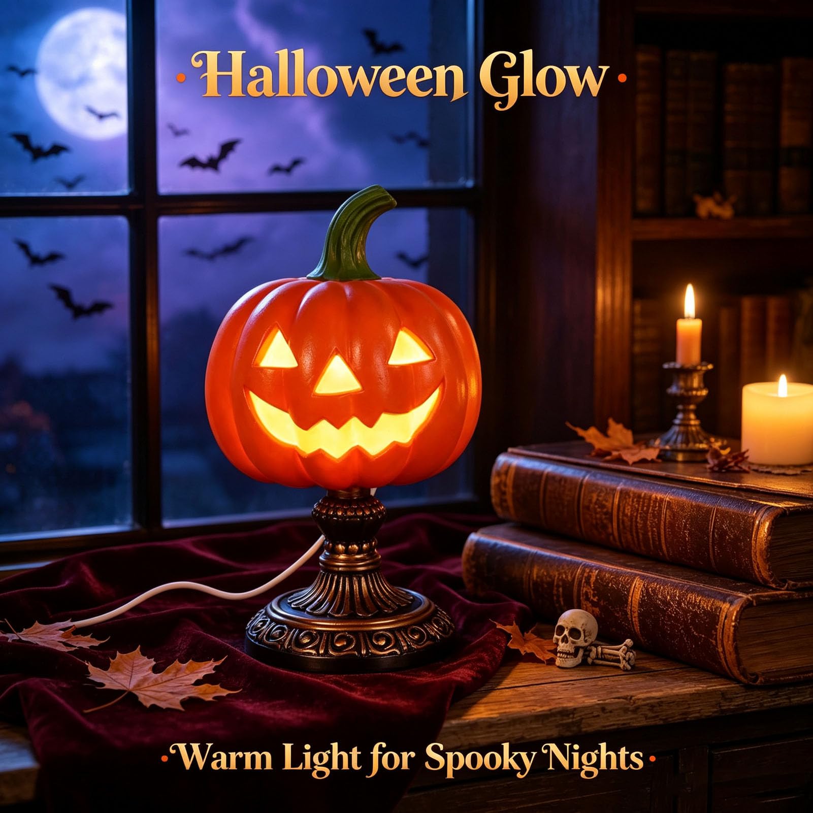 Lampa stołowa z motywem dyni na Halloween, zasilana przez USB lampka nocna LED