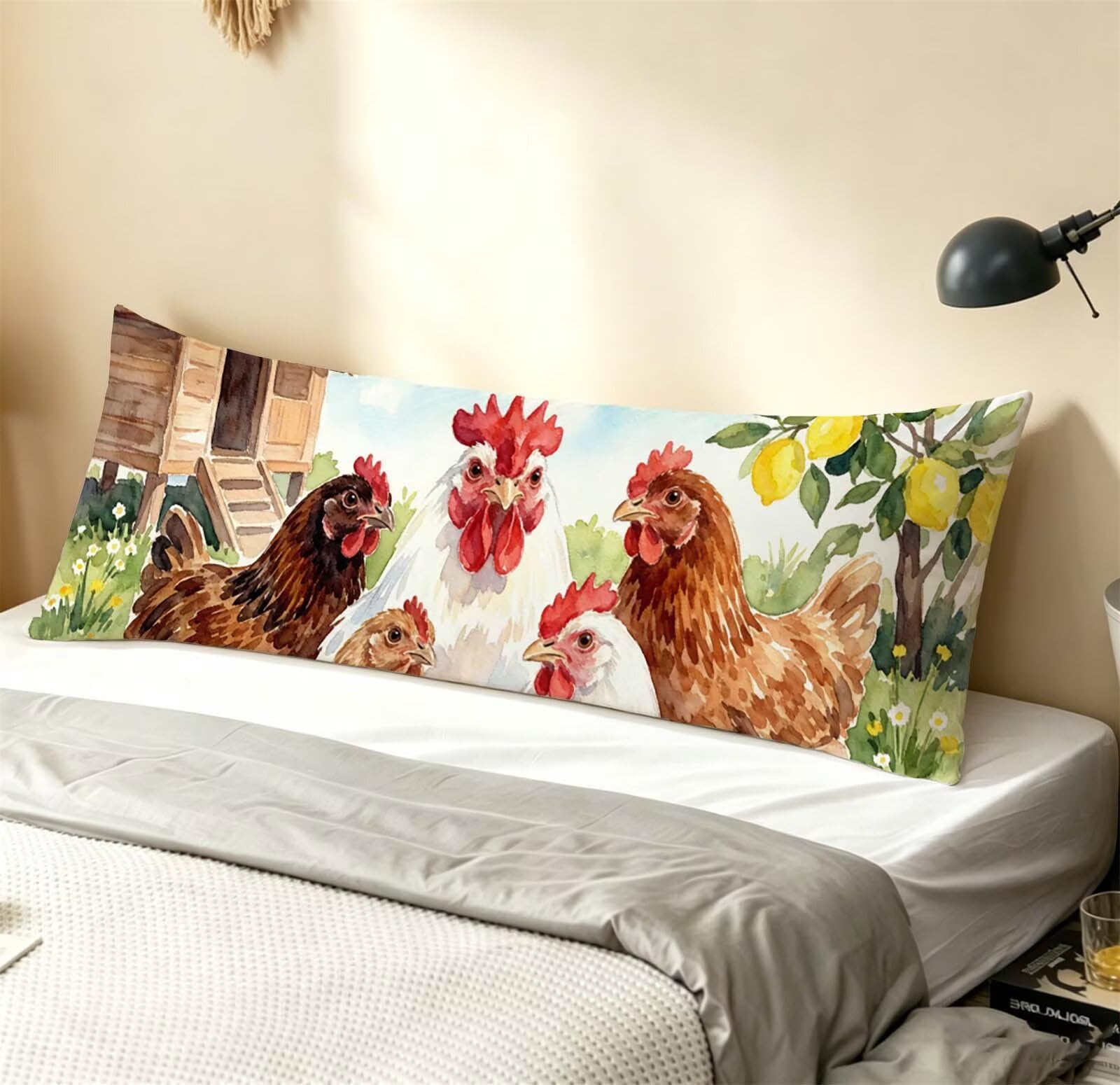 Animali-4 Federe Cuscino Letto 50 x 150 cm, Cuscini per Divano Velluto, | Doppia Faccia Stampa, Gallo Fodera per Cuscino Decorativa, con Cerniera, Cuscino per Dormire Sul Fianco j-104