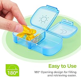 AUVON XL Weekly Pill Organizer 2 Times a Day with Large Opening for Easy Filling, AM PM Pill Box 7 Day in Rainbow Colors, Portable Travel Pill Case for Medication, Vitamins, Fish Oils, Supplements