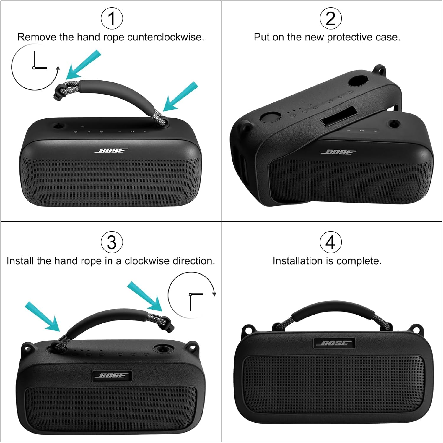 Silicone Protective Case Suitable for Bose SoundLink Max Portable Speaker, Portable Suitcase Protective Case with Shoulder Strap Protective Case Wireless Speaker Accessories (Black) - Image 3
